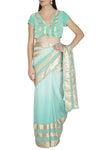 Aqua Shaded Ombre Saree - devnaagri