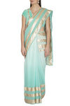 Aqua Shaded Ombre Saree - devnaagri