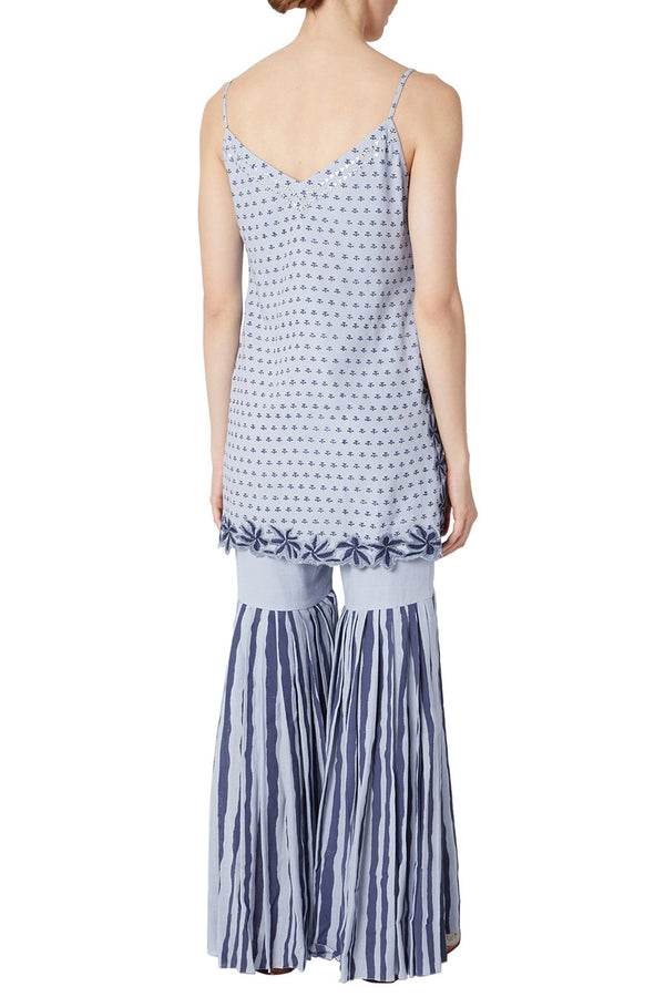 Ash Blue Moss Cotton Sharara Set