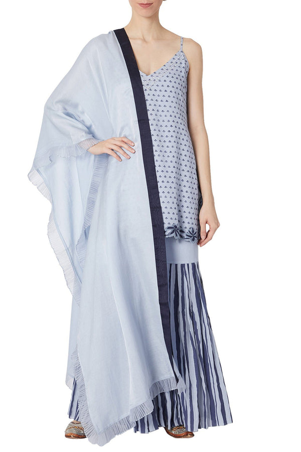 Ash Blue Moss Cotton Sharara Set