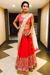 Asha Negi In Red and Champagne Gota Patti Embroidered Lehenga Set