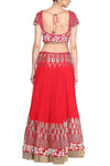 Red and Champagne Gota Patti Embroidered Lehenga Set - devnaagri