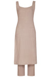 Beige Chanderi Straight Kurta With Pants - devnaagri