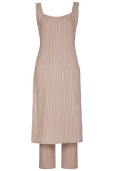 Beige Chanderi Straight Kurta With Pants - devnaagri