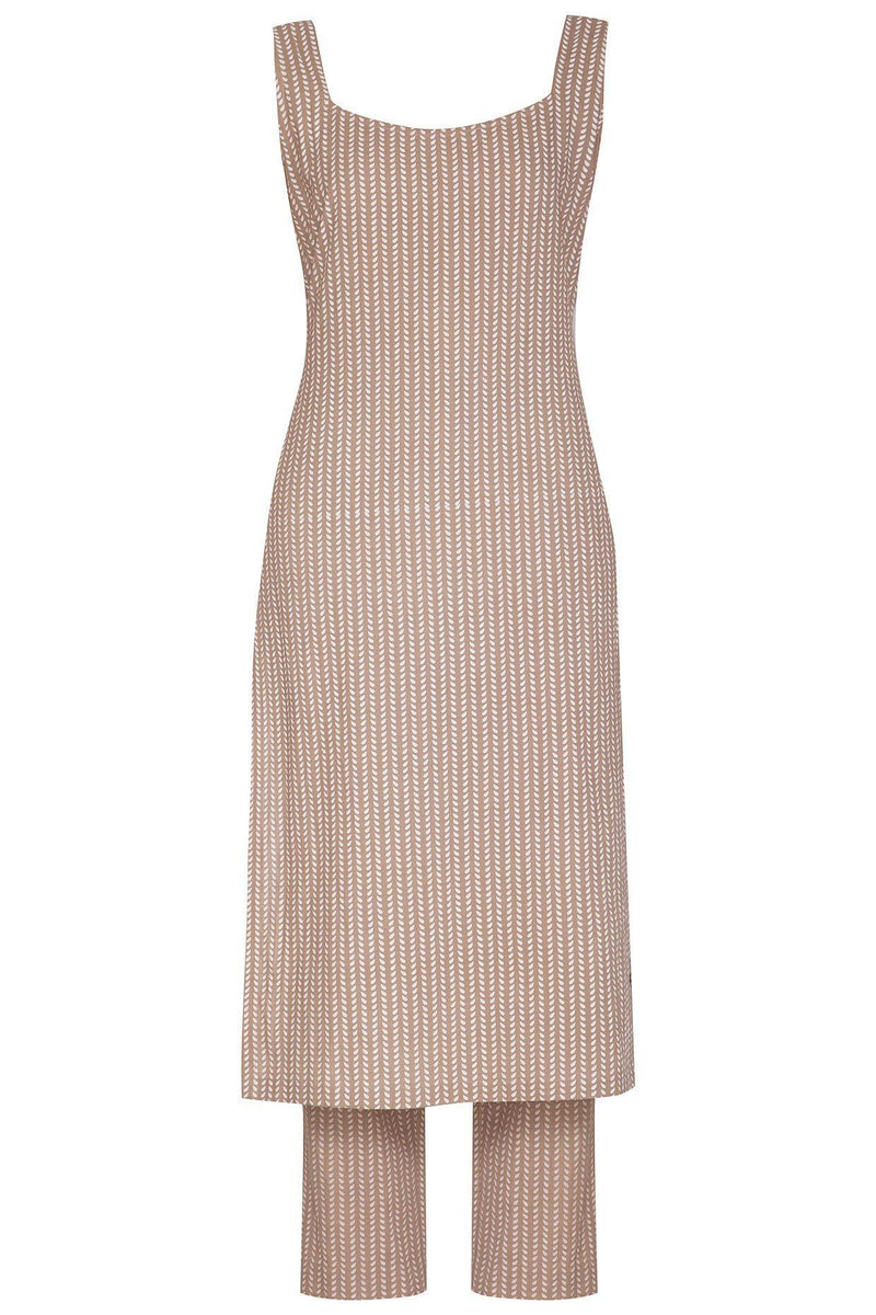 Beige Chanderi Straight Kurta With Pants - devnaagri