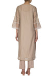 Beige Chanderi Straight Kurta With Pants - devnaagri