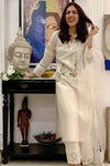 Bhumi Pednekar In Off-White Chanderi Kurta with Shantoon Pallazo