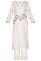 Off-White Chanderi Kurta with Shantoon Pallazo - devnaagri