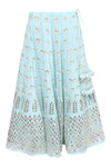 Sky Blue and Champagne Gota Patti Embroidered Lehenga Set - devnaagri