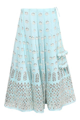 Sky Blue and Champagne Gota Patti Embroidered Lehenga Set - devnaagri