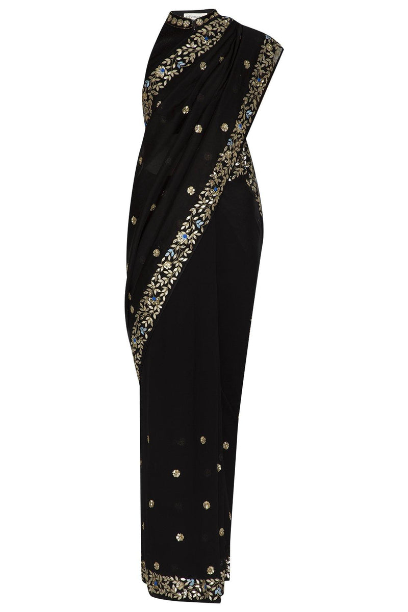 Black half and half Saree - devnaagri