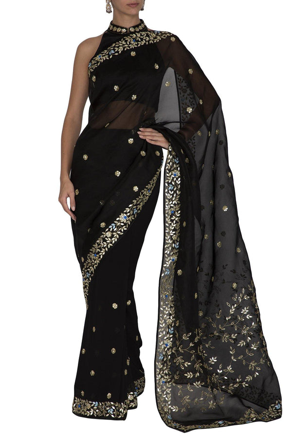Black half and half Saree - devnaagri