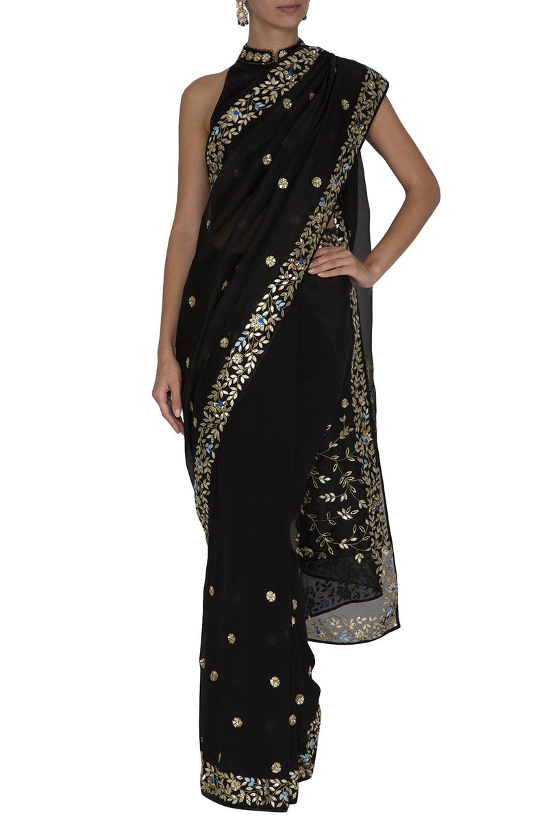 Black half and half Saree - devnaagri