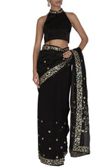 Black half and half Saree - devnaagri
