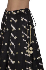 Black Leheriya Lehenga with Matching Blouse & Dupatta - devnaagri