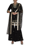 Black Sharara Kurta with Dupatta - devnaagri