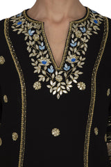 Black Sharara Kurta with Dupatta - devnaagri