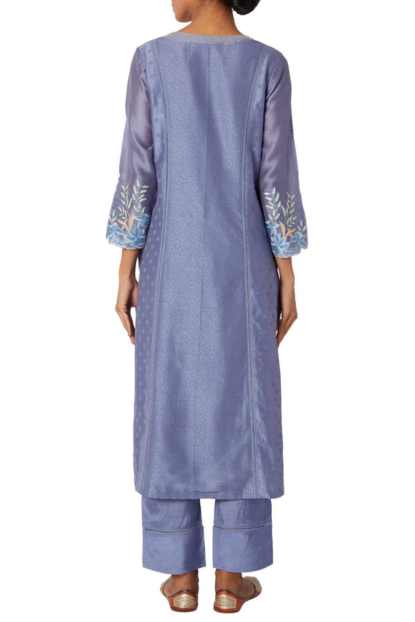 Blue Chanderi Kurta Set