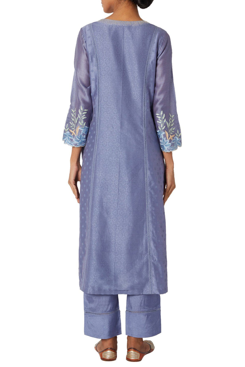 Blue Chanderi Kurta Set