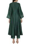 Bottle Green Anarkali with Pants Set - devnaagri