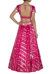 Fuschia Panelled Gajji Lehenga with Self Gajji Blouse - devnaagri