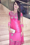 Gauahar Khan In Orange Sequin and Gotta Patti Embroidered Anarkali Set