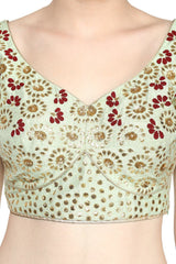 Mint Green Gota Patti Lehenga with Green Embroidered Blouse - devnaagri