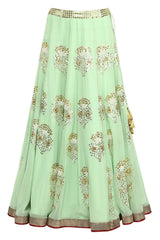 Mint Green Gota Patti Lehenga with Green Embroidered Blouse - devnaagri