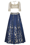 Twilight Blue Lehenga & Dupatta with Ivory Blouse - devnaagri