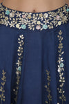 Twilight Blue Lehenga & Dupatta with Ivory Blouse - devnaagri