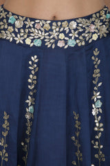 Twilight Blue Lehenga & Dupatta with Ivory Blouse - devnaagri