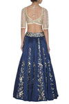 Twilight Blue Lehenga & Dupatta with Ivory Blouse - devnaagri