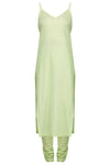 Green Angrakha Kurta with Churidar - devnaagri