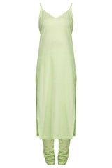 Green Angrakha Kurta with Churidar - devnaagri