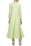 Green Angrakha Kurta with Churidar - devnaagri