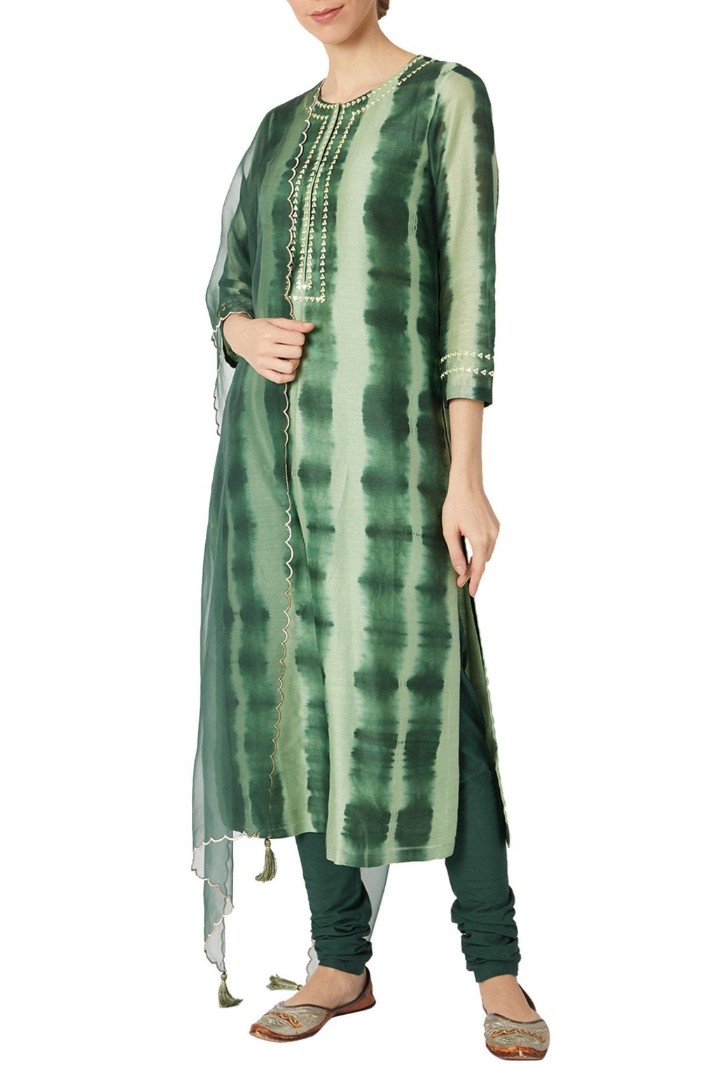 Green Tie-Dye Kurta Set