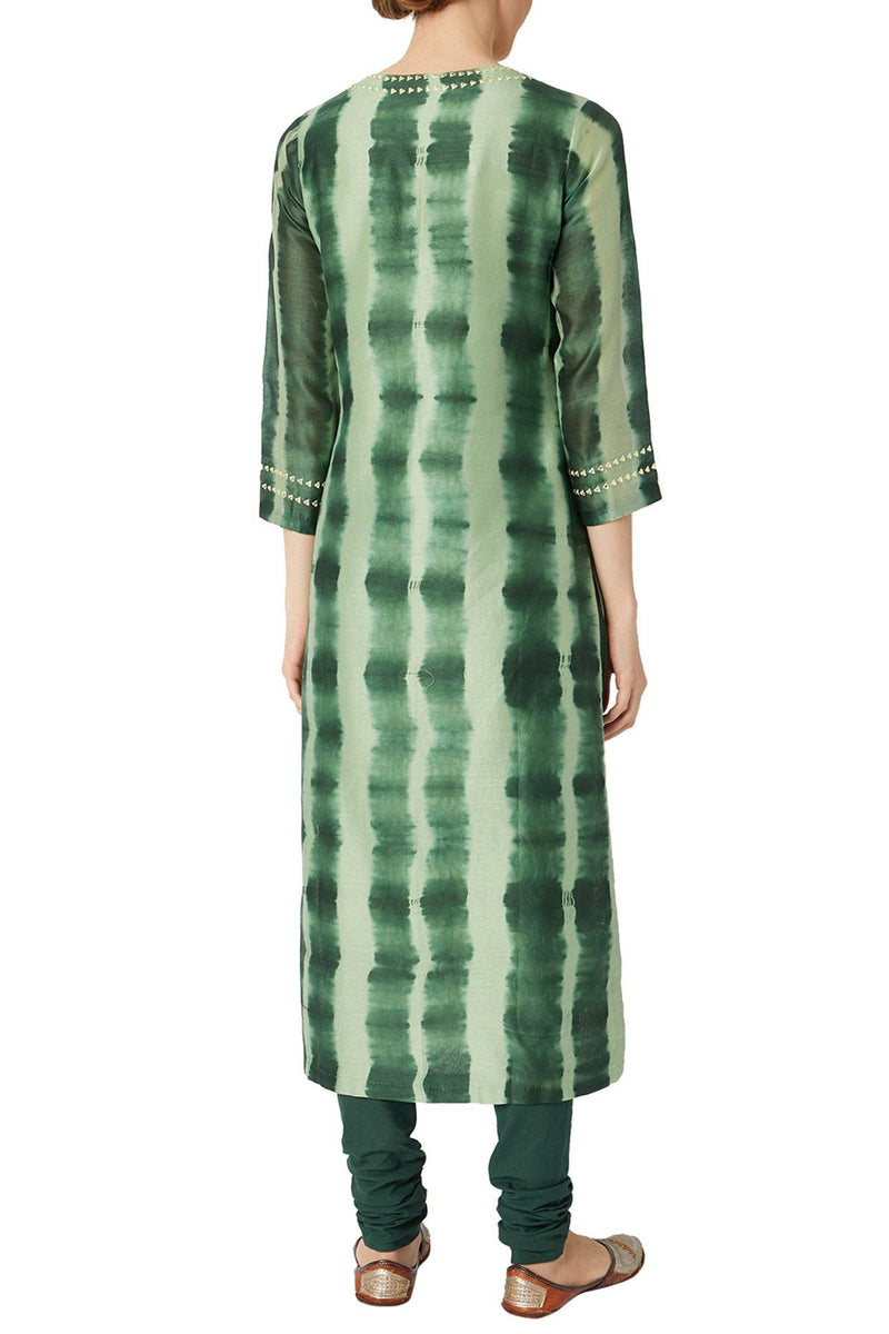 Green Tie-Dye Kurta Set
