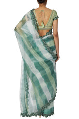 Prerna Goel in Green Tie And Dye Sheer Organza Saree