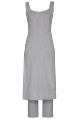 Grey Chanderi Straight Kurta With Pants - devnaagri