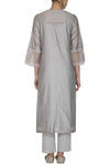 Grey Chanderi Straight Kurta With Pants - devnaagri