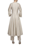 Pista Green Angrakha Anarkali with Cotton Silk Pants - devnaagri