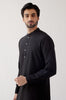 Black Cotton Silk Kurta with Bundi Set