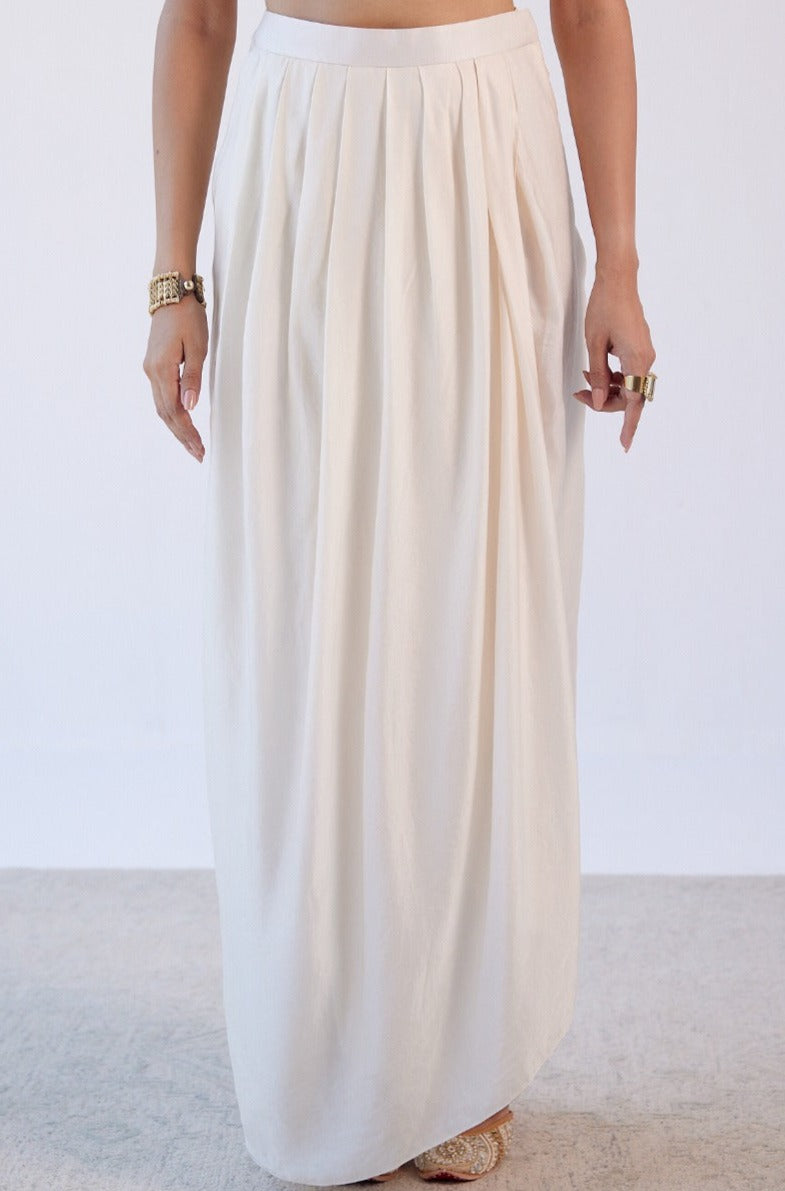 Ivory Embroidered Drape Skirt Set