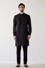 Black Cotton Silk Kurta with Bundi Set