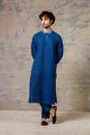 Blue Pin Tuck  Kurta Set