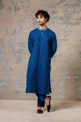 Blue Pin Tuck  Kurta Set