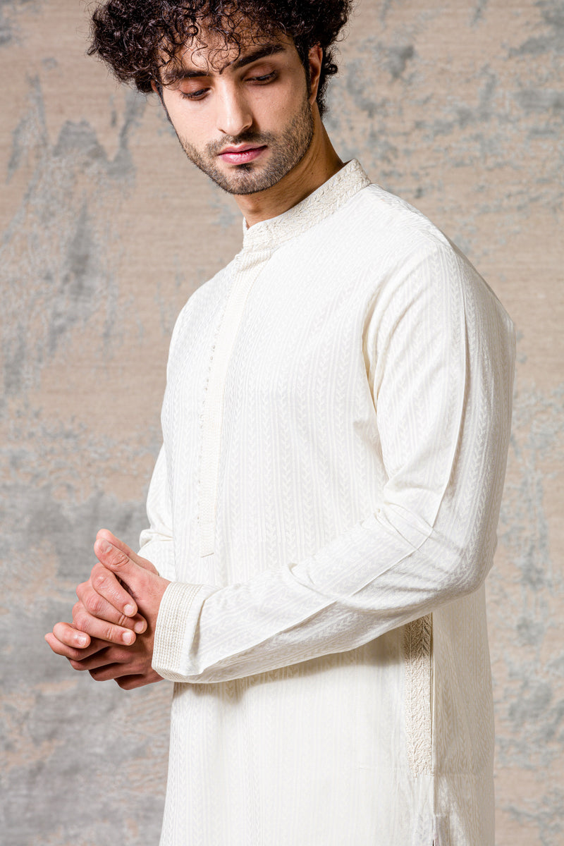 Ivory Cotton Silk Kurta Set