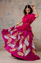 Burgundy Top with Skirt