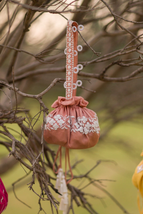 ROSE PINK SILK ORGANZA POTLI