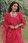 Niki Mehra in Red Mukaish Chanderi Kurta Set